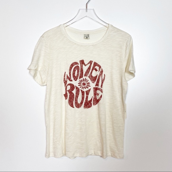 Life Elsewhere Tops - Women Rule Graphic Tee Cream Red Flower